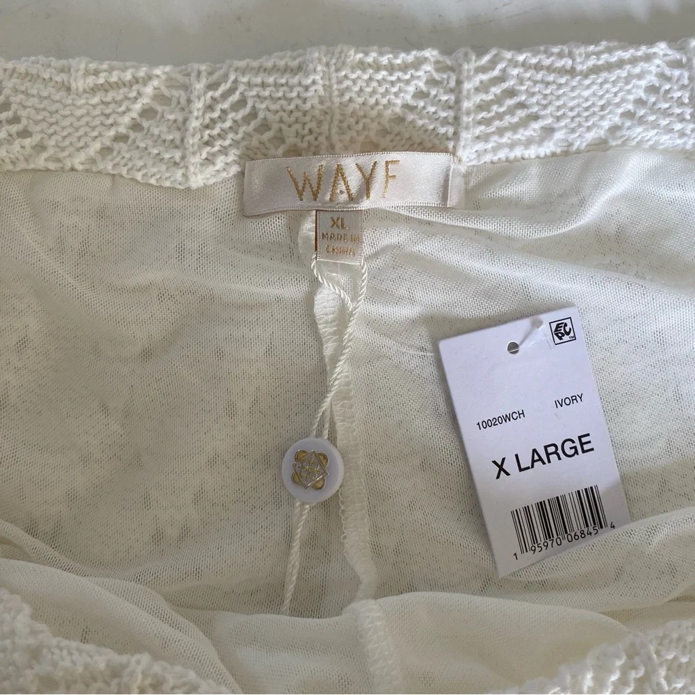 Wayf Crochet Pants Cream/White -‎ Size XL NWT